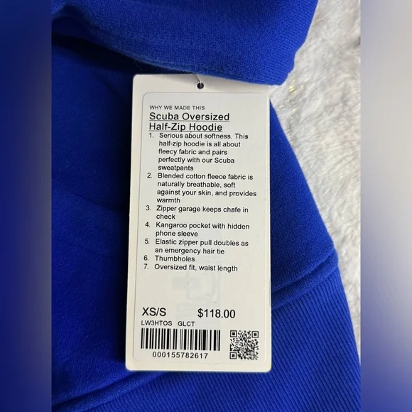 NWT Lululemon Scuba Oversized Half-Zip Hoodie Galactic Cobalt SIZE XS / S - Picture 11 of 12